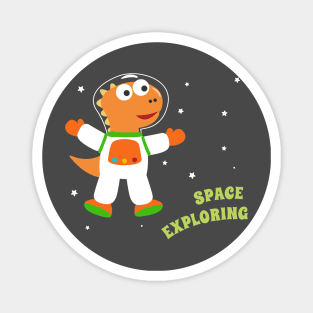 Cute dinosaur astronaut. Magnet